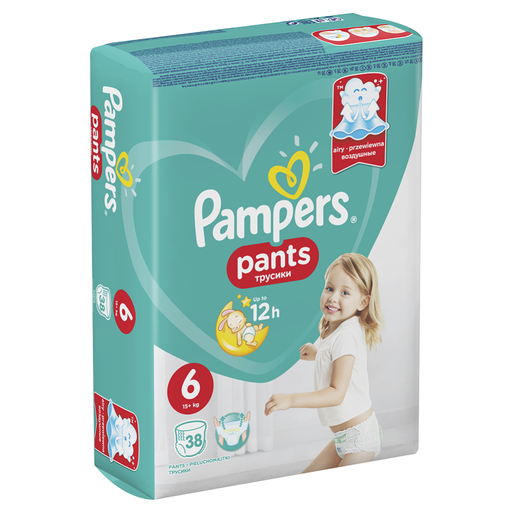 Подгузники-трусики детские «Pampers» Pants, размер 6, 15+ кг, 38 шт