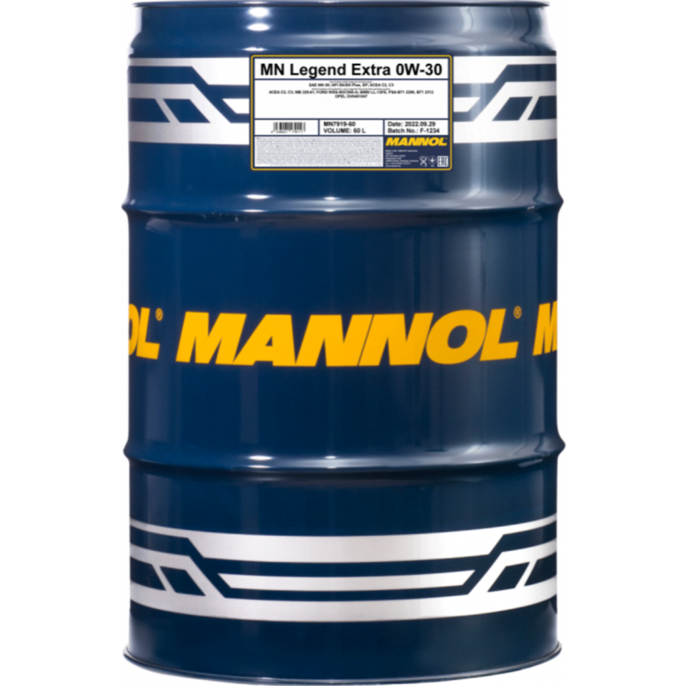 Моторное масло «Mannol» 7919 Legend Extra 0W-30 API SN ACEA C2/C3, 60 л