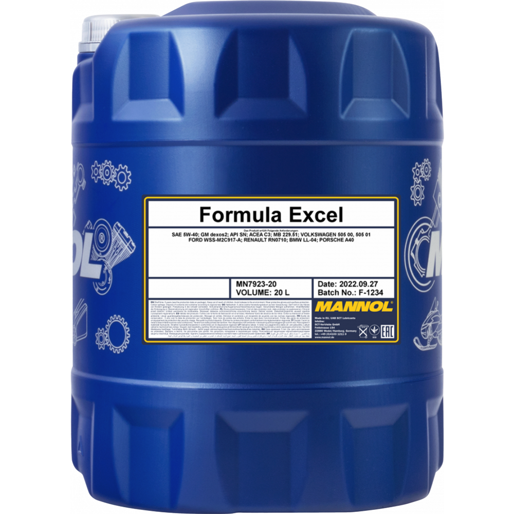 Масло моторное «Mannol» 7923 Formula Excel 5W-40 API SN, 20 л