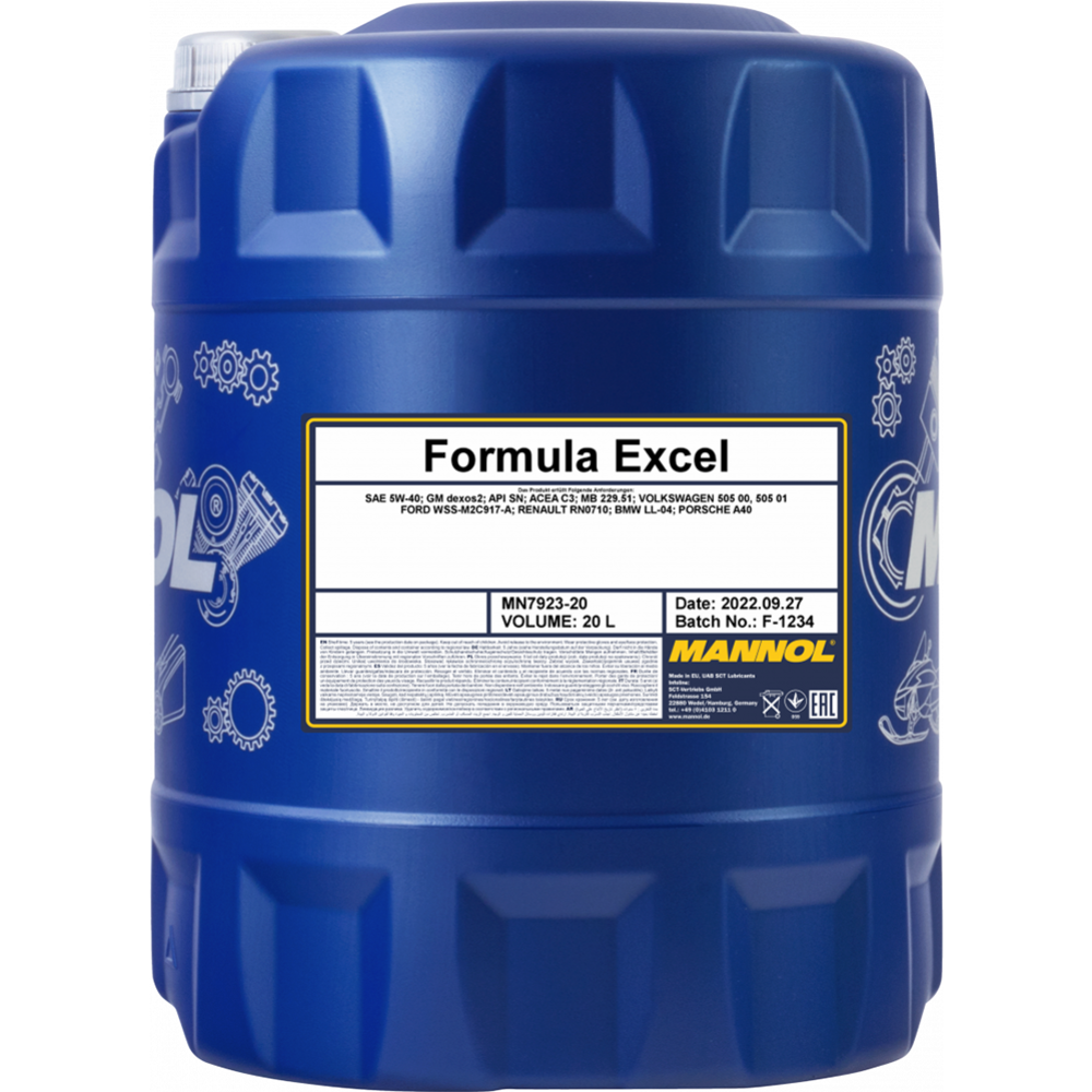 Моторное масло «Mannol» 7923 Formula Excel 5W-40 API SN, 20 л