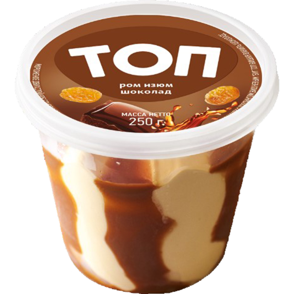 Мороженое сливочное «Биг Топ» ром, изюм, шоколад, 7%, 250 г #0