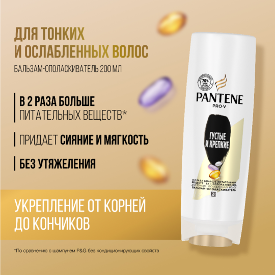 Подарочный набор «Pantene» Густые и крепкие, шампунь+бальзам, 250+200 мл