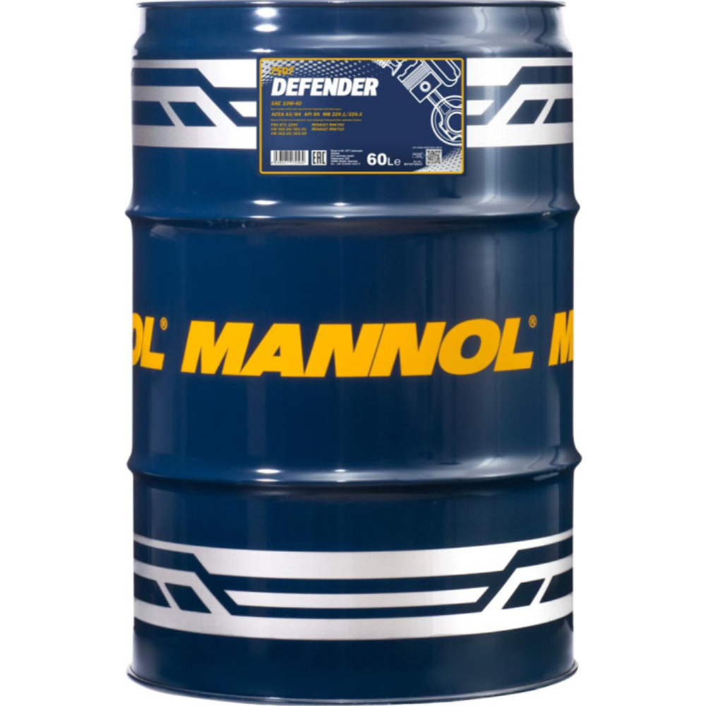 Масло моторное «Mannol» Defender 7507 10W-40 SN, 60 л