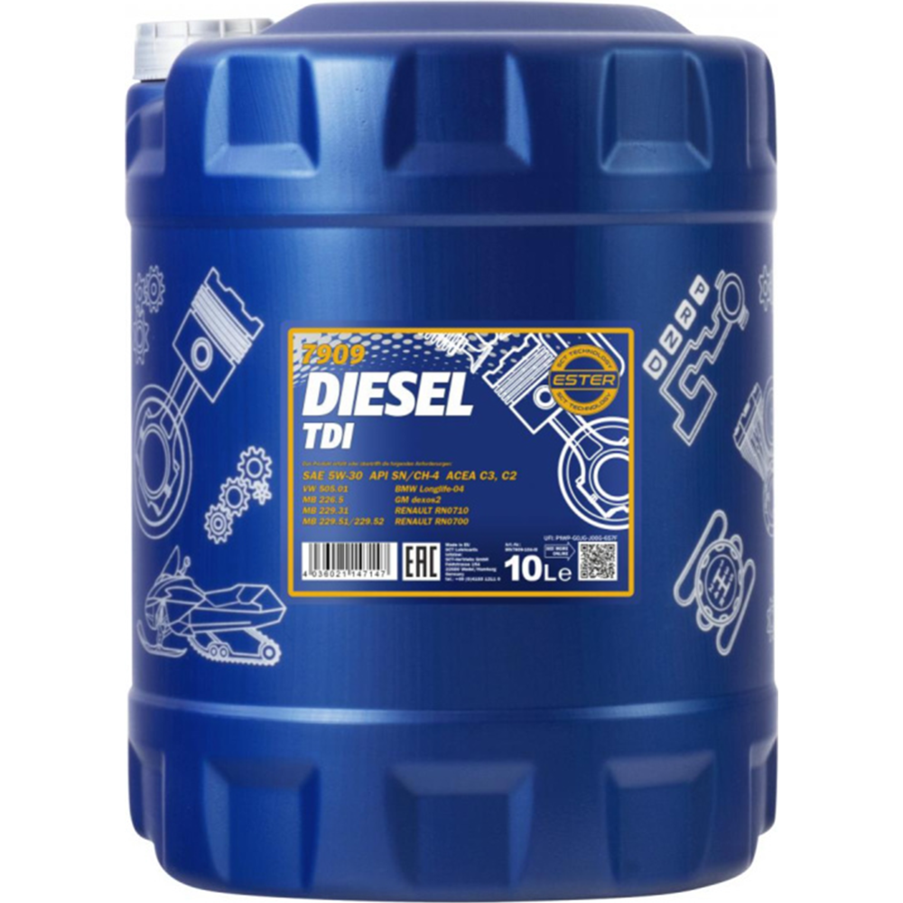 Моторное масло «Mannol» Diesel TDI 7909 5W-30 Ester SN/CH-4, 10 л