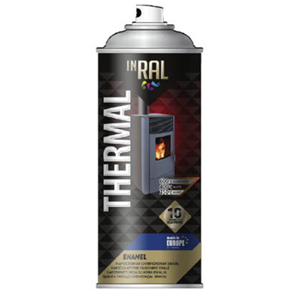 Краска-эмаль термостойкая «Inral» 9011, черный матовый, 400 мл