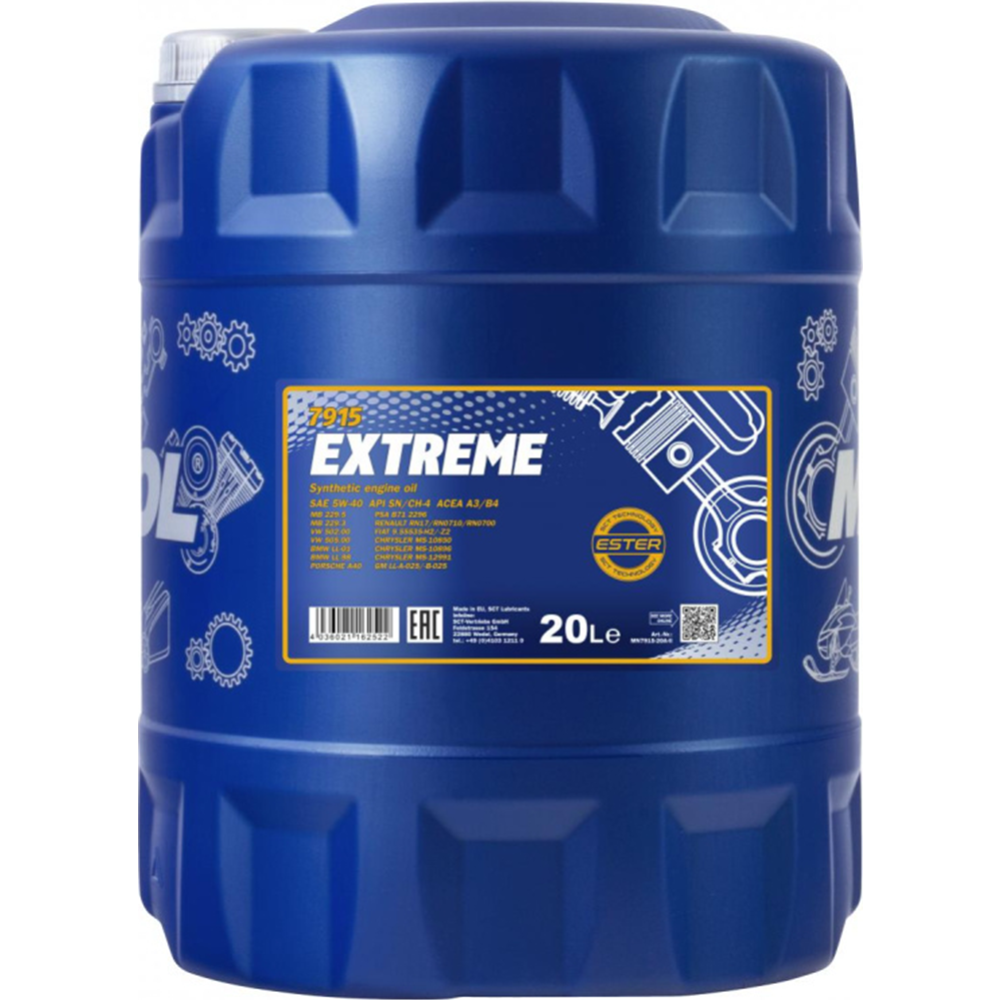 Моторное масло «Mannol» Extreme 7915 5W-40 SN/CH-4, 20 л