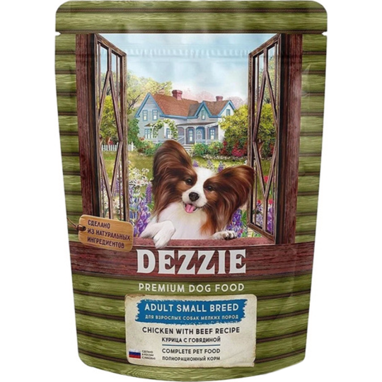 Корм для собак «Dezzie» Adult Dog Small Breed, курица с говядиной, 800 г