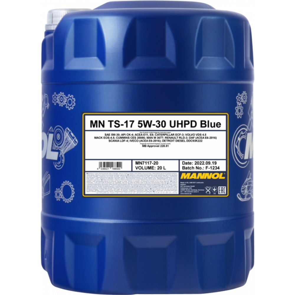 Моторное масло «Mannol» TS-17 7117 5W-30 BLUE UHPD API CK-4, 20 л
