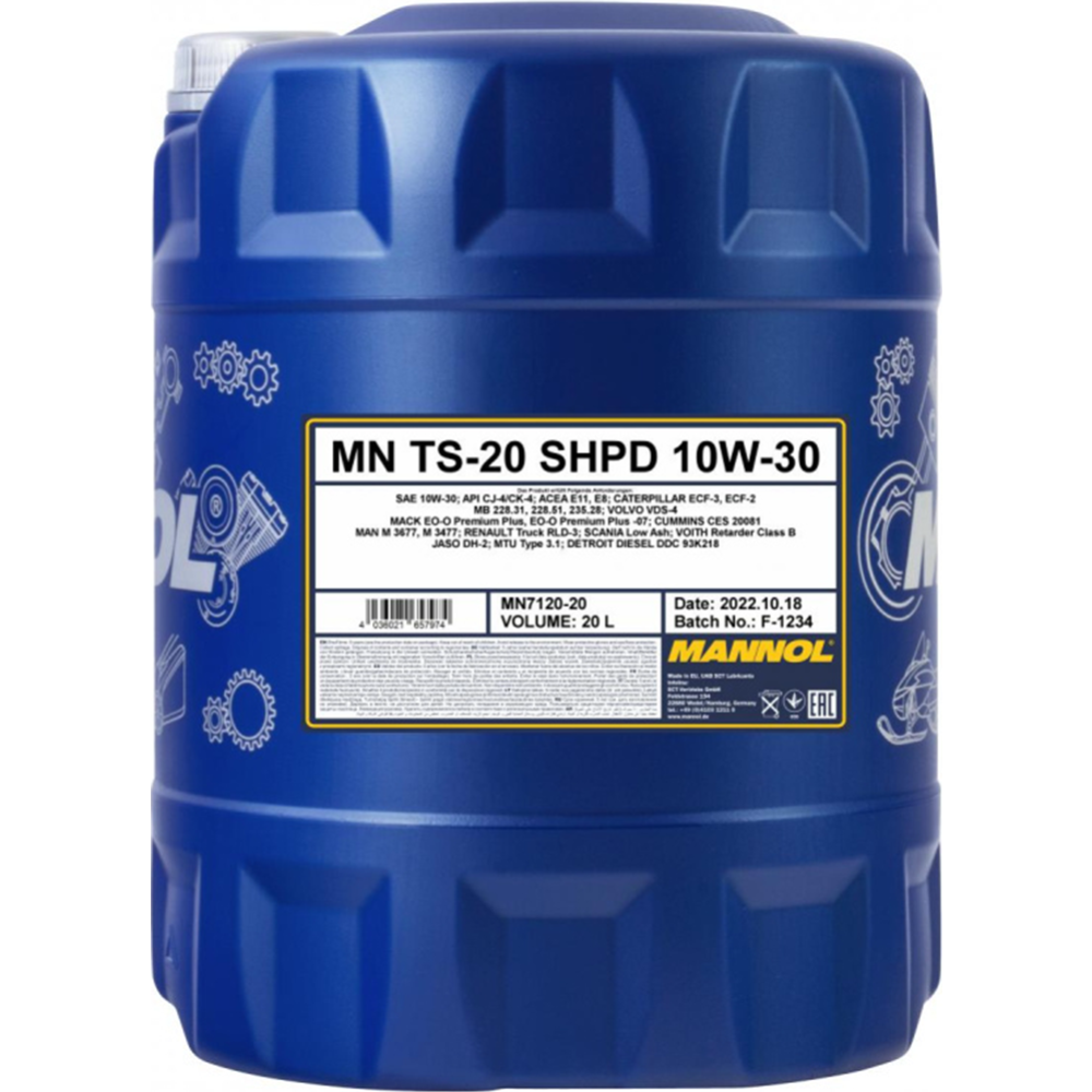 Масло моторное «Mannol» TS-20 7120 10W-30 SHPD API CJ-4, 20 л