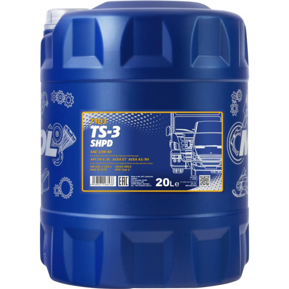 Моторное масло «Mannol» TS-3 7103 10W-40 SHPD API CH-4/SL, 20 л