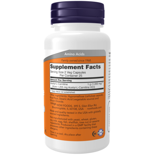 Л-Карнитин Now Foods Acetyl L-Carnitine , 500 мг, 100 капс.