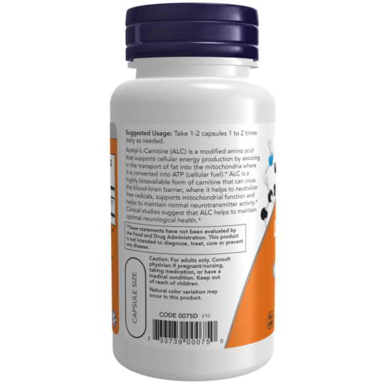 Л-Карнитин Now Foods Acetyl L-Carnitine , 500 мг, 100 капс.