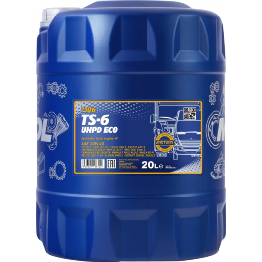 Масло моторное «Mannol» TS-6 7106 UHPD Eco 10W-40 API CI-4, 20 л