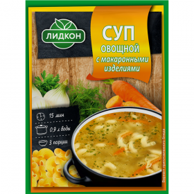 Суп для варки «Лид­кон» овощ­ной с ма­ка­рон­ны­ми из­де­ли­я­ми, 70 г