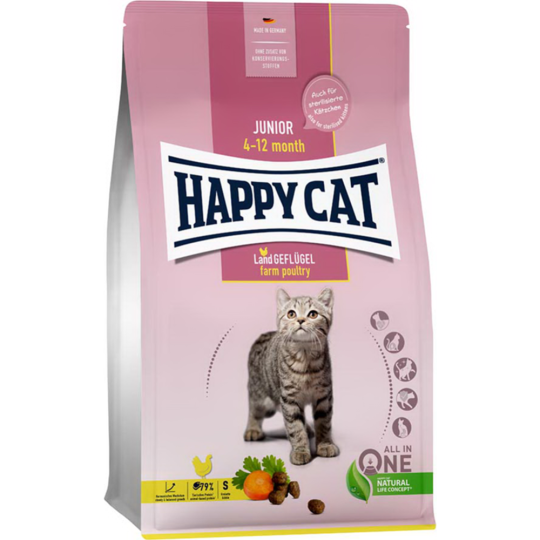 Корм для котят «Happy Cat» Young Junior Land-Geflugel, птица, 70540, 4 кг