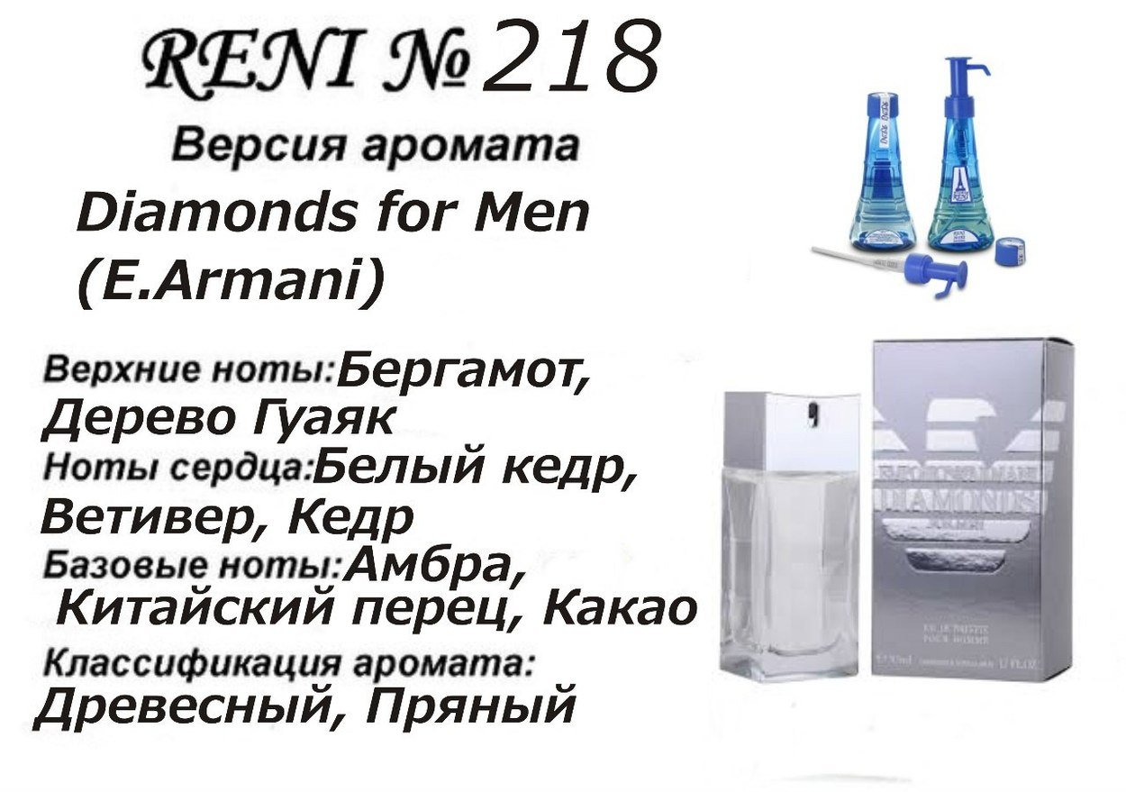 Духи Рени Reni 218 Аромат направления Diamonds for Men (Giorgio Armani) - 100 мл