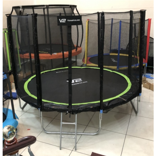 Батут «V2 Trampoline» 10ft Greenline, 4 ноги, с внешней сеткой, 312 см