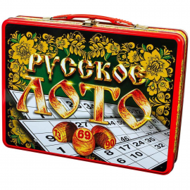 Русское лото "Русские узоры" в жестяном чемоданчике.