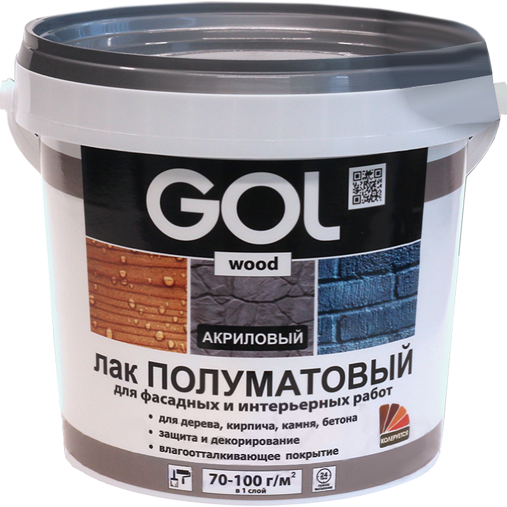 Акриловый лак «GOL» Wood, полуматовый, универсальный, 2.4 кг
