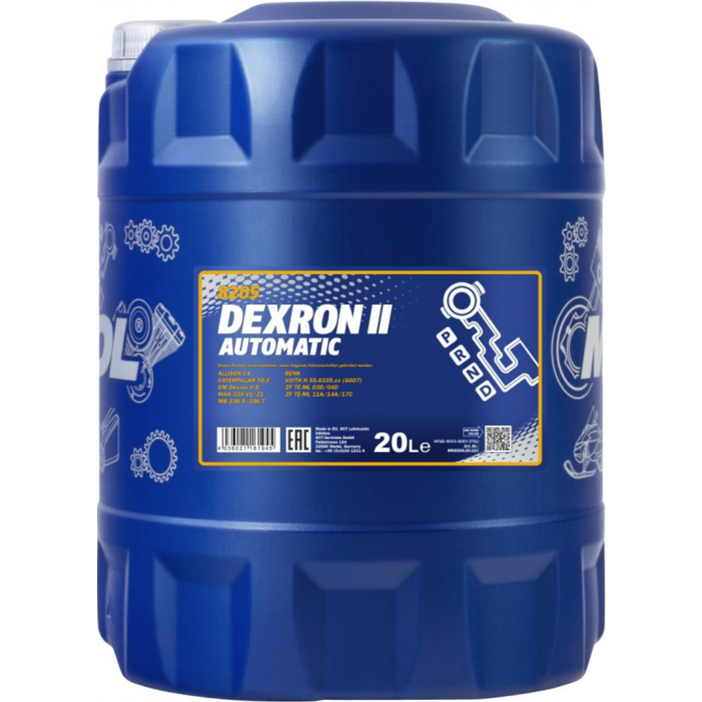 Трансмиссионное масло «Mannol» ATF Dexron II 8205, 20 л