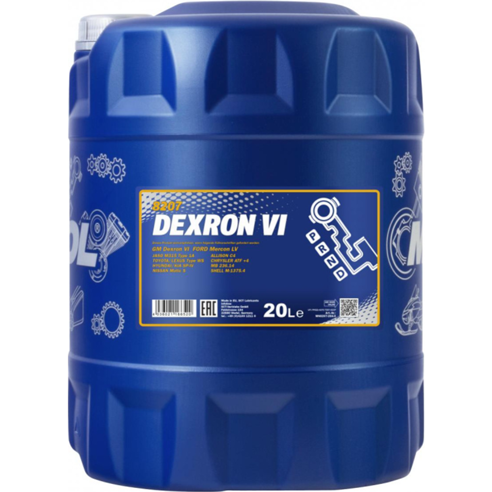 Трансмиссионное масло «Mannol» ATF Dexron VI 8207, 20 л