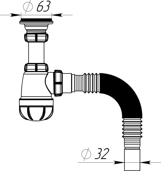 Сифон для умывальника 1 1/4"х40 с металлической решёткой с г.т. 40х32 Aquant S1004-35-MR