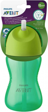 Philips AVENT Чашка с трубочкой 300 мл., от 12 мес., зеленый, SCF798/01