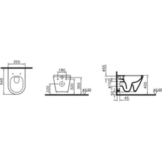 Унитаз подвесной «VitrA» Integra Rim-Ex, 7040B003-0075 + 110-003-019