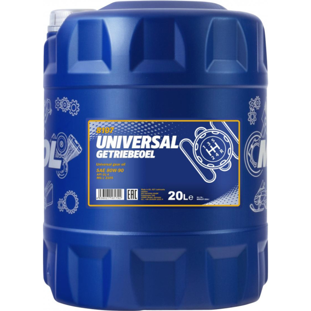 Трансмиссионное масло «Mannol» Universal 8107 80W-90 GL-4, 20 л