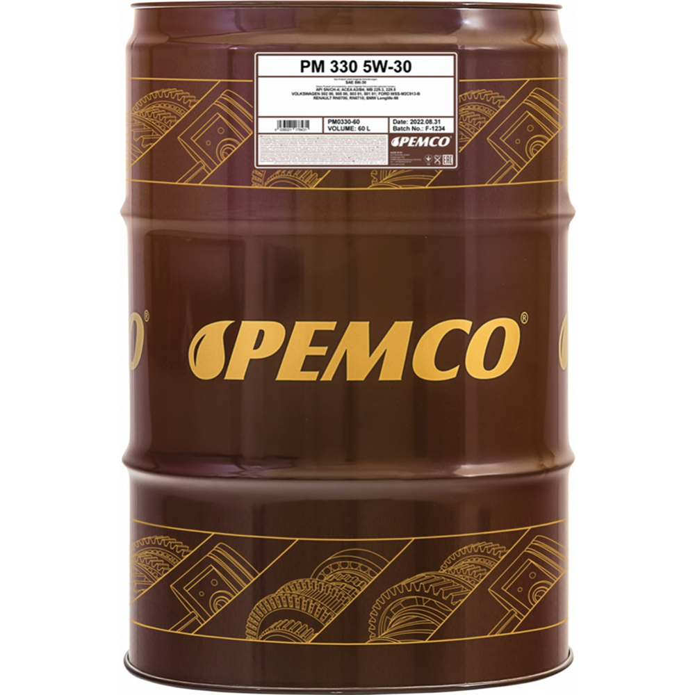 Картинка товара Моторное масло «Pemco» 330 5W-30 SN/CH-4 Ester, 60 л