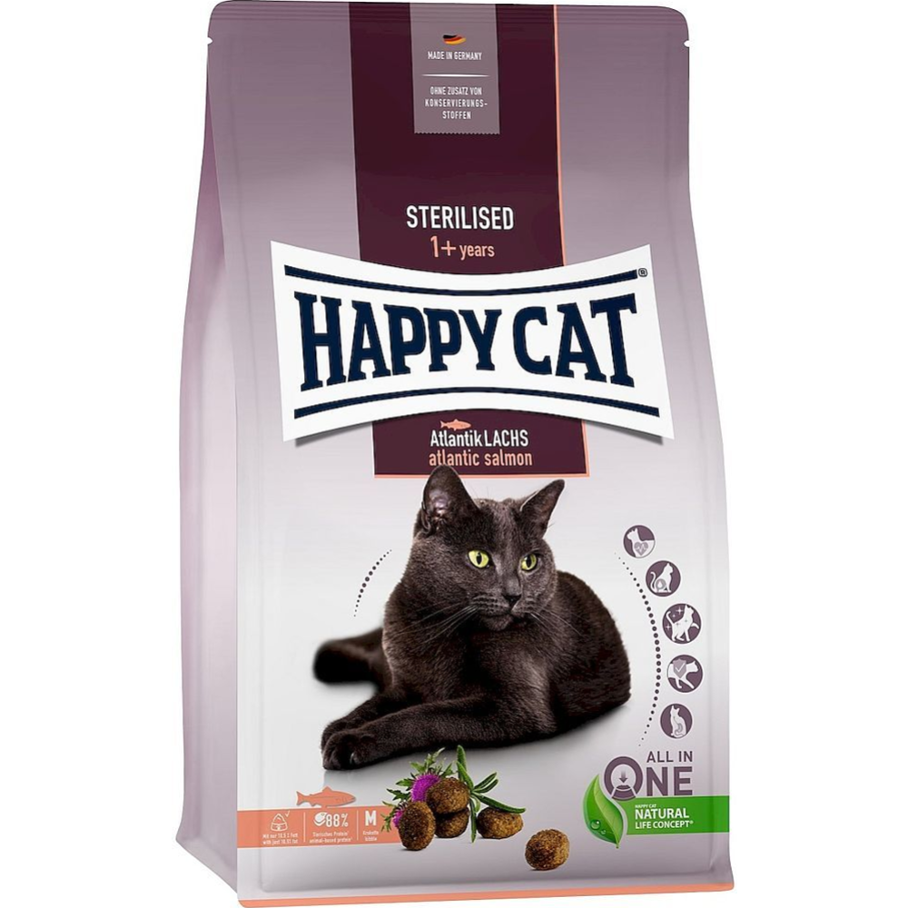 Корм для кошек «Happy Cat» Sterilised Atlantik-Lachs, лосось, 70579, 1.3 кг