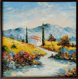Картина маслом, пейзаж "Синие горы Прованса"