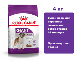 Корм Royal Canin Giant Adult для собак 4 кг. Сухой корм для взрослых гигантских собак старше 18 месяцев