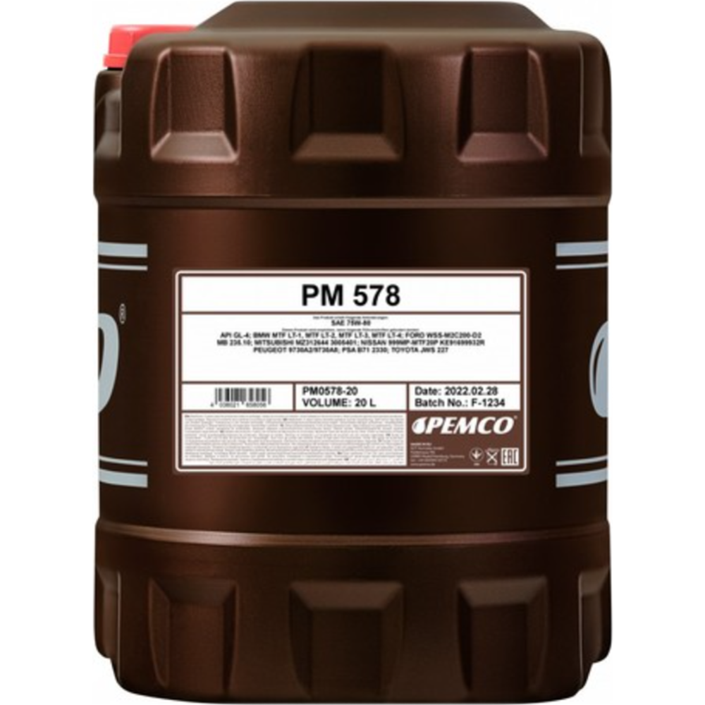 Трансмиссионное масло «Pemco» 578 SAE 75W-80 API GL-4, 20 л