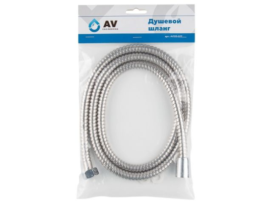 Шланг душевой, SUS/PVC, 1/2" г-г 150 см, мат., AV Engineering (Гайка цинк) (AVSSS-027)