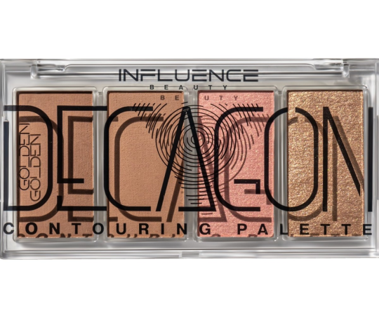 Палетка контуринга Influence Beauty Golden Decagon из 4 оттенков со схемой золотого сечения 10г