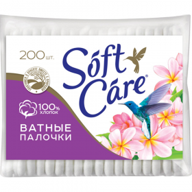 Ватные па­лоч­ки «Soft Care» пакет, 200 шт