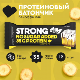 Батончики протеиновые без сахара ProteinRex STRONG Баноффи пай, 12 шт х 100 г