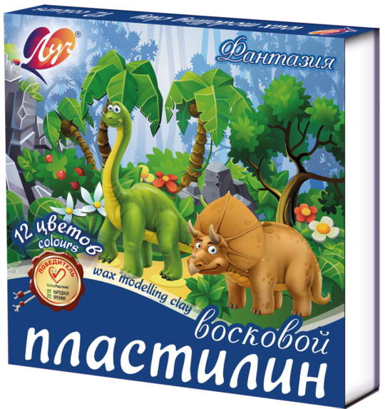 Пластилин Луч Фантазия восковой 12 цветов х 15 гр. + стек