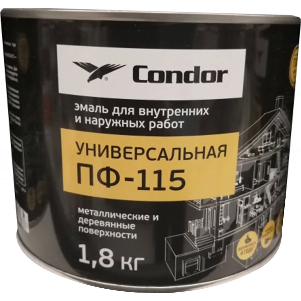 Эмаль «Condor» ПФ-115, белый, 1.8 кг