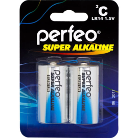 Комплект батареек «Perfeo» Super Alkaline, LR14/2BL, PF LR14/2BL, 2 шт