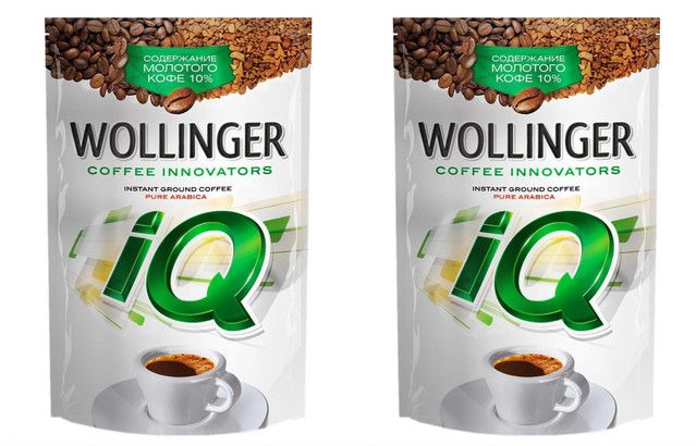 Кофе Wollinger IQ растворимый с молотым, комплект из 2 пакетов по 190 грамм каждый.