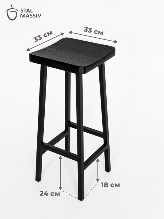 Барный стул "Halls-M78",  черный/черный, STAL-MASSIV