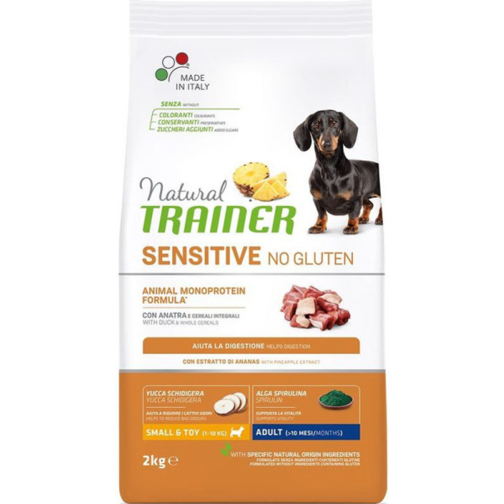 Корм для собак «Trainer» Natural, мелких пород с чув­стви­тель­ным пи­ще­ва­ре­ни­ем, утка, 2 кг