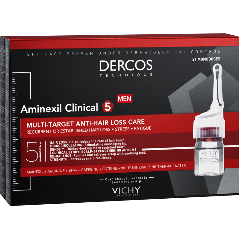 Ампулы для волос «Vichy» Dercos Aminexil Intensive 5, для мужчин, 21 шт #1