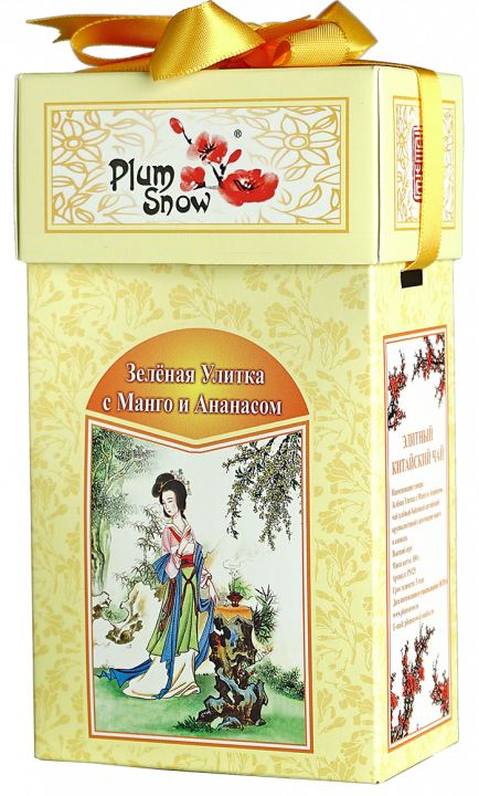 Чай зеленый Plum Snow  PS125 Зелёная Улитка с Манго и Ананасом, 100г.