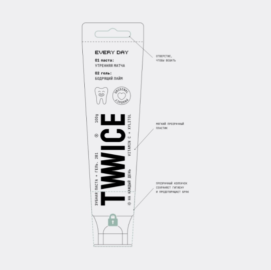 Зубная паста + гель TWWICE 2в1 с минеральным комплексом