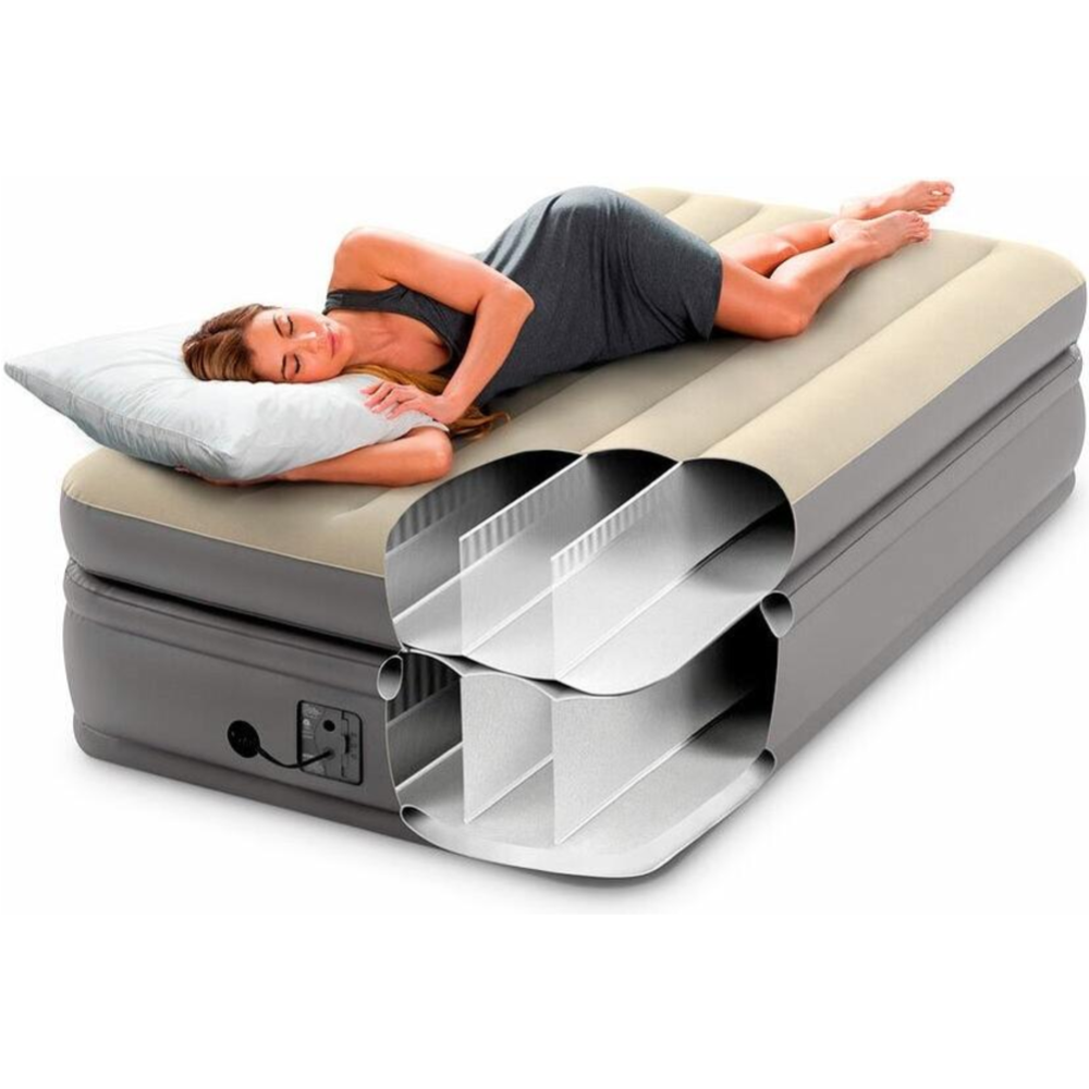 Надувная кровать «Intex» Prime Comfort Elevated 64162, встроенный электронный насос/сумка/ремкомплект 