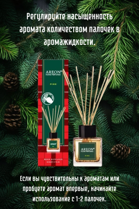 Ароматизатор воздуха для дома, аромадиффузор с палочками, Areon Home Perfume Pine, 50 мл