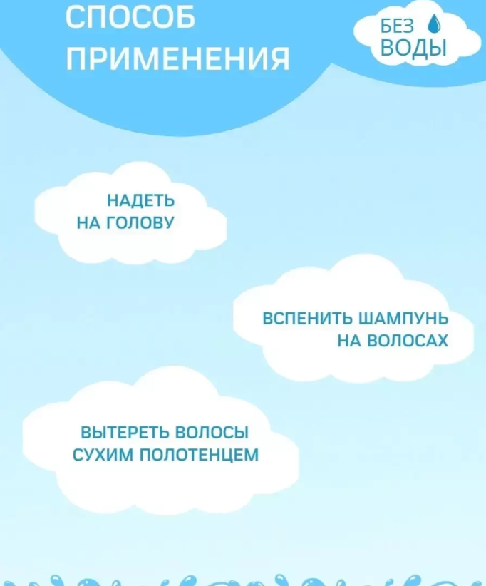 Очищающая шапочка шампунь 1 шт. / Гипоаллергенна, для всех типов волос (туризм, забота о близких)